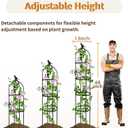 1 Pack Garden Obelisk Trellis for Climbing Plants Outdoor, 6FT Adjustable Metal Plant Support with 3 Decorative Tops, Black Rustproof Trellis for Roses, Tomatoes, Clematis & Vines