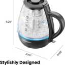 Chefman Electric Kettle with Tea Infuser, 1.7L 1500W, Removable Lid for Easy Cleaning, Boil-Dry Protection, Stainless Steel Filter, BPA Free, Auto Shut Off Hot Water Boiler, Glass Electric Tea Kettle