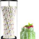 Straw Holder for Standard Size Drinking Straws, Acrylic Plastic Straw Dispenser for Counter with Lid Black(Straws Not Include) (Pack of 1)