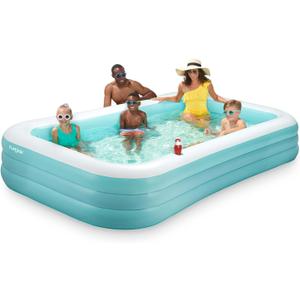 Funsicle 10ft Serenity Blue Pool, Inflatable Family Swimming Pool, Lagoon Blue, Rectangular, Age 6 & up, Lagoon Blue