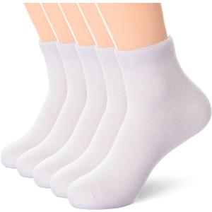 Women's Thin & Warm Cotton Ankle Socks - Quarter Cut, 5 Pairs  (Shoe Size 6-11, White)