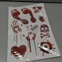 3 x Halloween Party Decorations - Bloody Handprint Footprint Window Clings for Halloween Bathroom Decor Indoor Outdoor | Trick or Treat Stickers Decals for Office Door Wall Party Favors Supplies (Red)