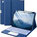 Harvopu Compatible with iPad Air 11 Inch & Air 5th/ Air 4th Generation Case with Keyboard - Multi-Touch Trackpad, 7-Color Backlit, Detachable Folio Cover for Air 11-inch M3/M2 (2025/2024) (Navy Blue)