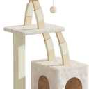 Cat Tree for Indoor Cats,40 Inches Cat Tower with Cozy Condo, Scratching Posts, Multi-Level Activity Center for Large Cats and Kittens, Beige