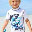 PHIBEE Boys' Short Sleeve Rash Guard Shirt UPF 50+ Sun Protection Swimwear, 12
