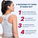 Fit Geno Back Brace Posture Corrector for Men & Women: Shoulder Straightener Adjustable Full Back Support Pain Relief - Scoliosis Hunchback Spine Corrector (Medium)