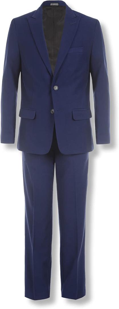 Calvin Klein Boys' 2-piece Formal Suit Set, Single Breasted Jacket & Straight Leg Dress Pants, Size 16