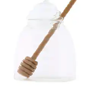 HIC Kitchen Glass Honey Jar with Lid and Honey Dipper, Borosilicate Glass and Beechwood