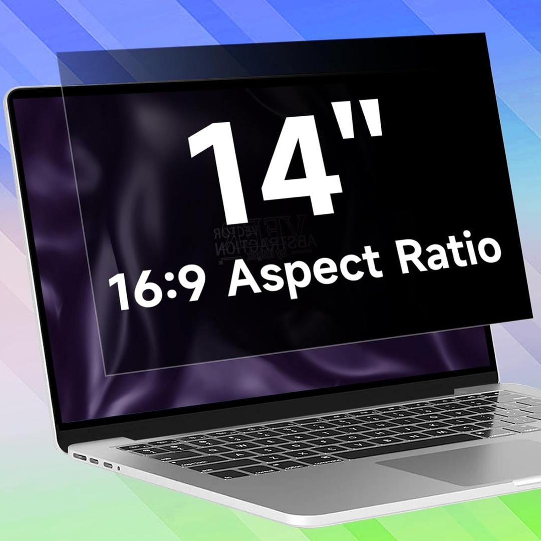 14 Inch 16:9 Laptop Privacy Screen Filter, Anti Blue Light Glare & Anti Scratch Computer Privacy Shield for 14" with 1920x1080 Aspect Ratio Laptop