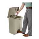 Safco Step On Plastic Trash Can with Foot Pedal, 17 Gallon Garbage Can for Kitchen, Indoor or Outdoor Use, Hands Free, Tan