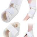 TrelaCo 2 Pcs Elbow and Heel Protector Medium Sheepskin Heel Arm Cushions Pads Adjustable Sleeping Elbow Protectors for Elderly Pressure Sore Bed Ulcers Pain Relief