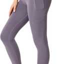 Gefyvcf Womens Seamless Leggings 28" Inseam with Pockets Buttery Soft High Waisted Tummy Control Full Length Yoga Pants, XXL