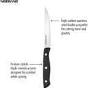 Farberware Triple Riveted Steak Knife Set, 6-Piece, High-Carbon Stainless Steel Knife Set, Razor-Sharp Steak Knife Set with Fine Edge Blades, Black (4.5")