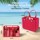 XYFuuee Beach Bag Organizer Inserts for Medium Bogg Bag Accessories, Original Small Lightweight Mesh Insert Divider Pouch, Organizing Rubber Tote Bags, Save Storage Space (Red-M)