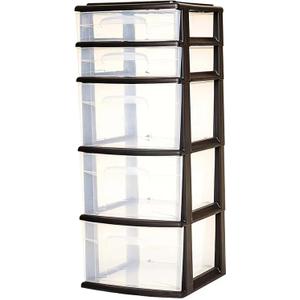 HOMZ Drawer Tower, 5-Tier Clear Plastic Storage Organizer, Black Frame HOMZ Drawer Tower, 5-Tier Clear Plastic Storage Organizer, Black Frame