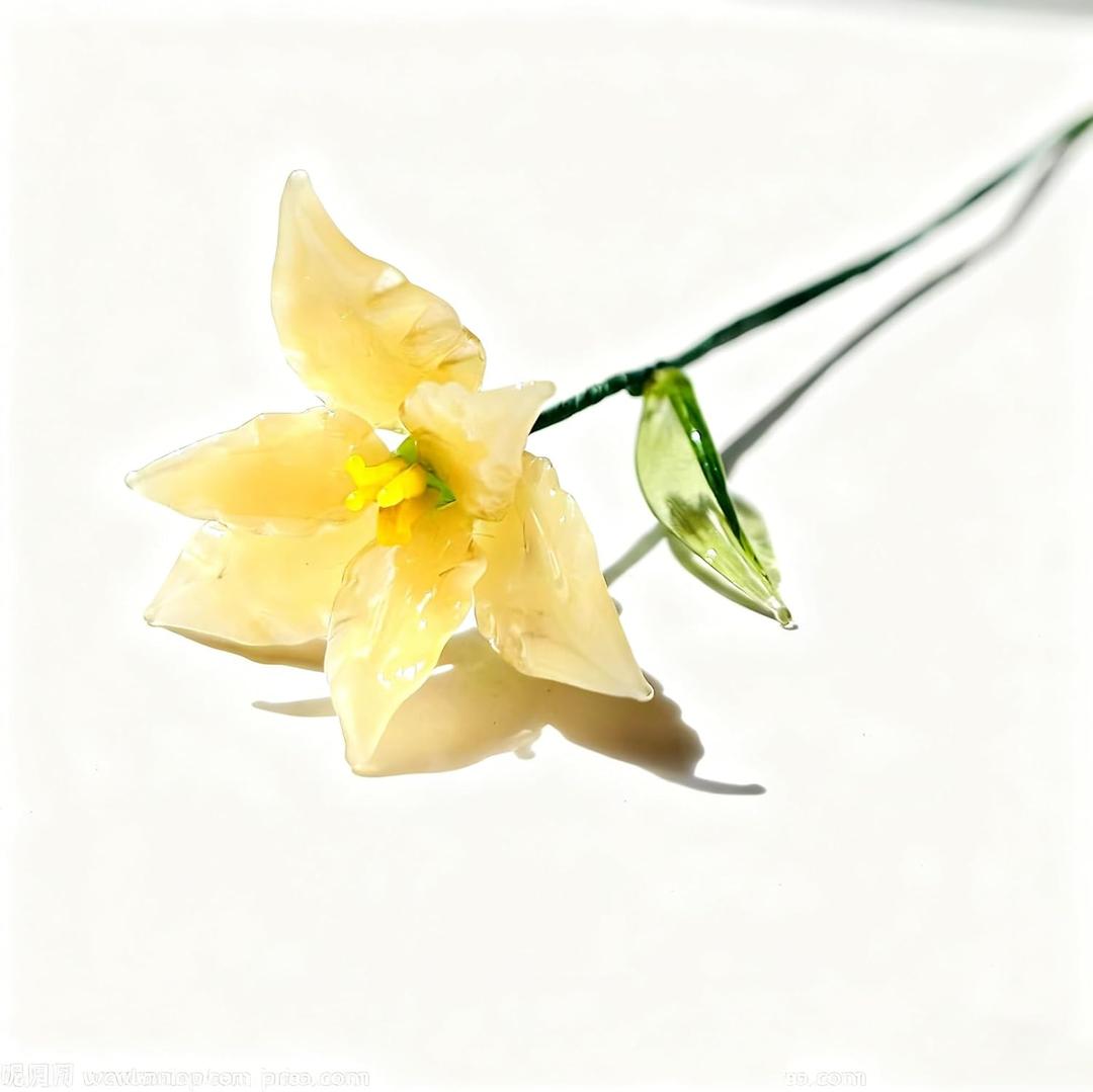 Crystal Birthday Flowers Gift Set, Handmade Glass Roses in Gift Box for Women, Mothers Day, Valentine's Day Gifts for Her, Home Desk Decor (March: Daffodils)