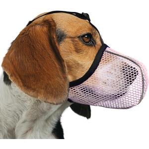 Pink Dog Muzzle, Breathable Soft for Small to Medium Dogs to Anti & Prevent Barking Biting Chewing, Reflective & Adjustable Basket Muzzle with Air Mesh for Schnauzer Pink M