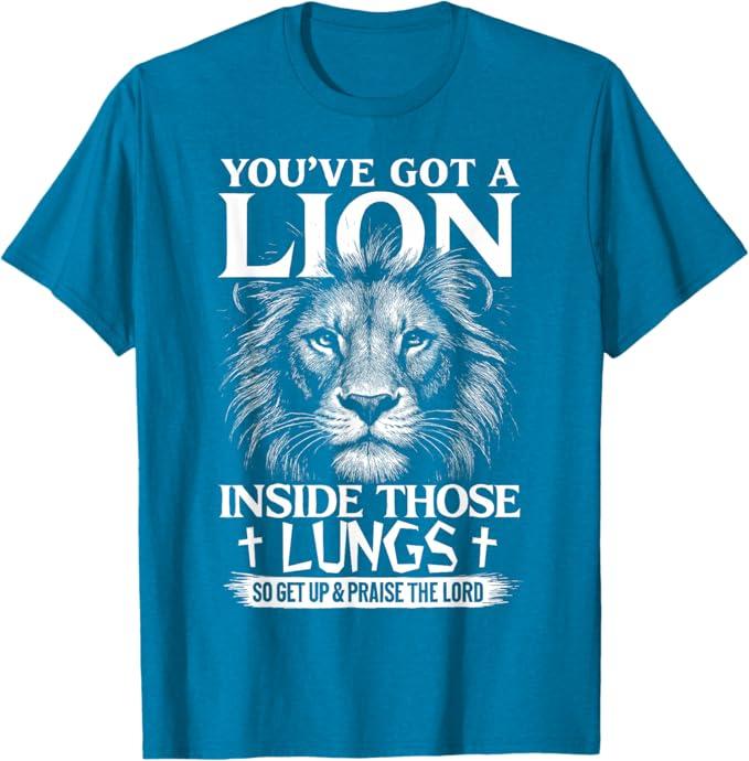 Christian Lion Praise The Lord Worship Faith T-Shirt, XS