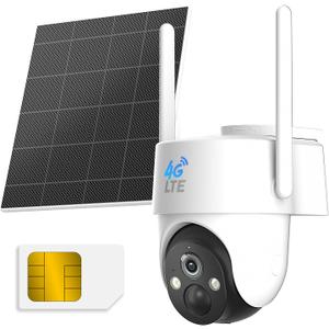 Rraycom 4G LTE Cellular Security Camera Wireless Outdoor, No WiFi Solar Powered Camera,360° Live View, 2K Color Night Vision, PIR Motion Sensor, 2 Way Talk, Includes SIM Card,Waterproof,Works w/Alexa