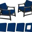 NettyPro Stretch Patio Chair Seat Cushion Covers Set of 4, Elastic Outdoor Cushion Slipcover Replacements for Most Couch Sofa Chairs, Washable Reusable Furniture Protectors, Royal Blue