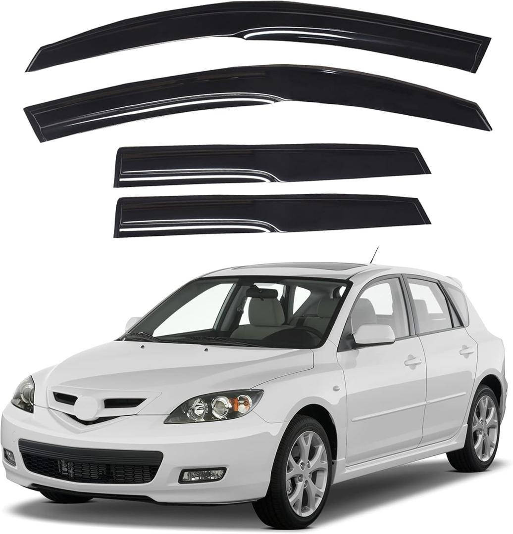 munirater Side Window Visor Vent Rain Guard Deflector Replacement for 2004-2009 Mazda 3 Hatchback