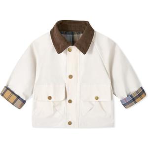 Volunboy Toddler Boys Barn Jackets Corduroy Collar Utility Workwear with Pockets Spring Fall Zip Up Windbreaker Outerwear, Size 110