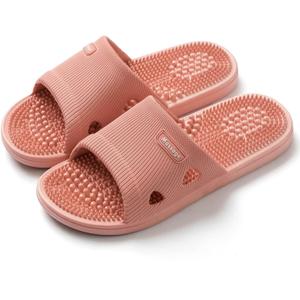 Acupressure Massage Slippers for Plantar Fasciitis for Women Acupuncture Slippers Arthritis Neuropathy Pain Relief Non-Slip Massage Sandals Womens Stress Relief Gifts for Bath (US Women 6.5-7, Pink)