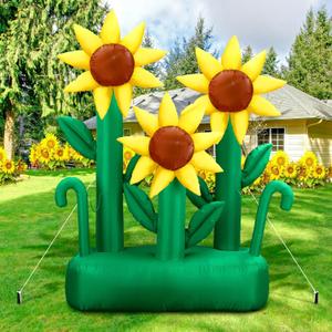 Syhood 6 ft Summer Inflatable Sunflower Decoration Large Inflatable Flower LED Blow up Decor for Spring Summer Holiday Outdoor Yard Lawn Party Supplies (Sunflower)