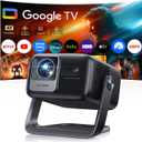 Smart 4K Projector [Google TV Stick Built-in & 360° Stand] with WiFi 6, Bluetooth 5.3, HDR10, 30W Hi-Fi, AI Auto Focus, Outdoor Portable Short Throw Movie Projector for Home Theater Bedroom Ceiling