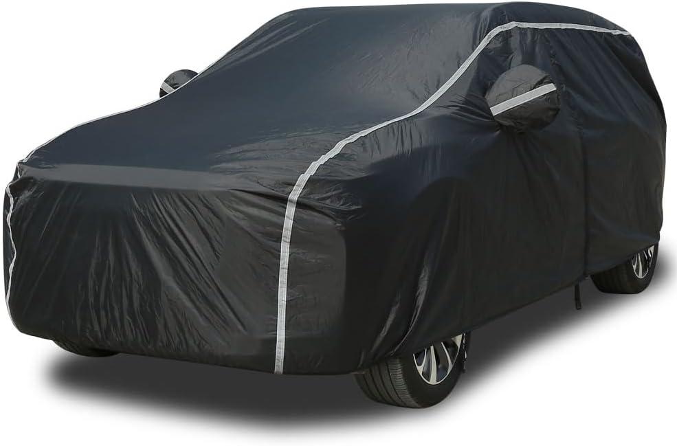 Car Cover Waterproof All Weather SUV - Coverado Black Car Cover UV Protection with Zipper Door, Cotton Backing Snowproof Hail Protection Windproof, Universal Fit for SUV (206"-215")