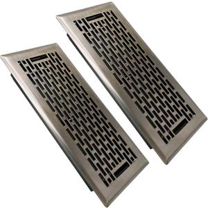 2 Pack Floor Register 4x10 Inches Heavy Duty Walkable Steel Floor Vents Ease Adjust Air Flow Direction Floor Registers - Boston Design - Antique Brass Air Floor Vent Covers for Room