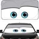 GVEN Windshield Sun Shades Car Sun Shade Protector Blocks UV Rays for Full-Size Sedan & SUV, Mid-Size SUV, Sports Cars, Wagon and Mid-Size Pickup Truck Car Accessories (Eyes-Grey, L)