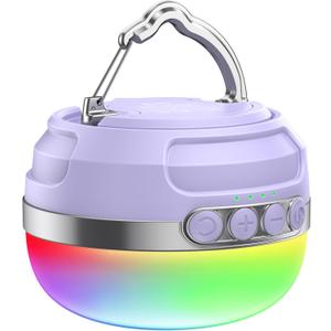 LED Camping Lantern Rechargeable 1400LM, Up to 420H Running Time Camping Tent RGB Light, 10400mAh Emergency Hanging Light for Hurricane, Power Outages, Home, Hiking,Violet