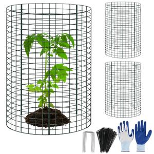 WAKCCIL 9 Packs 24"x 12" Large Wire Plant Protectors Cages to Keep Animals Out,3 Pcs Mesh Plant Cage Chicken Wire Cloche with Ground Stakes Nylon Ties Protect Plants,Shrubs,Vegetables,Garden Cloche