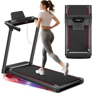 Treadmill with Incline 3-in-1 Portable Treadmills for Home Small, Incline Walking Pad Treadmill with Handle Bar, Walking Pad Foldable with 3.0HP Quiet Brushless, LED Dispay, 300LBS Capacity Black