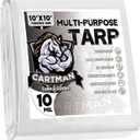 CARTMAN Finished Size 10x10 Feet 10 Mil White Heavy Duty Poly Tarp, Multipurpose Protective Cover, UV Resistant, Waterproof Poly Tarpaulin with Reinforced Edges Tarpaulin with Reinforced Edges