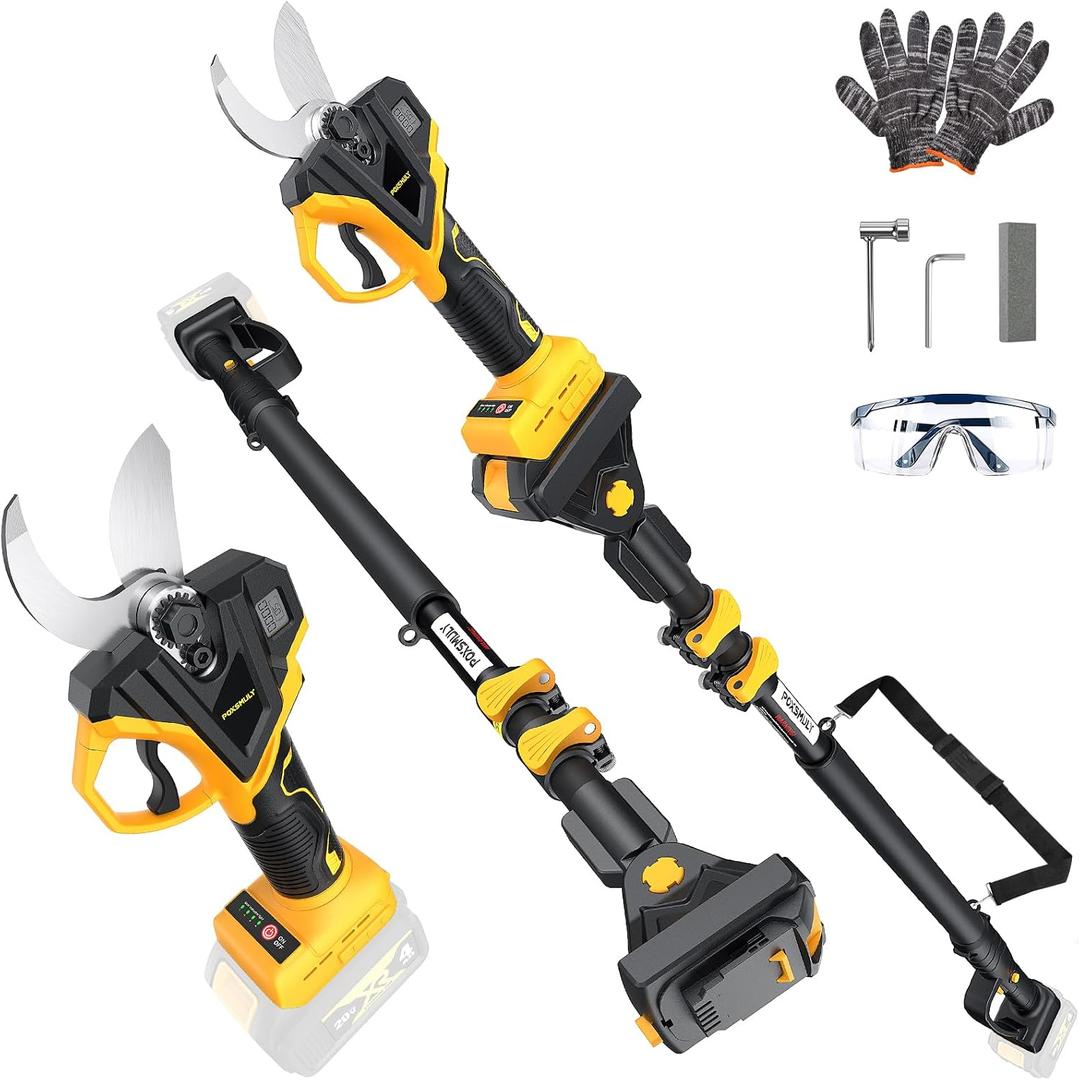 2-In-1 Electric Pruning Shears for Dewalt 20v Max Battery, 1.6" Cutting Diameter Cordless Pole Pruners 20v - Brushless Motor, 4 Modes Electric Pruning Shears for Gardening & Tree Trimmer (No Battery)
