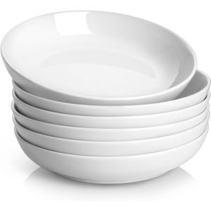 Y YHY Pasta Bowls, 30oz Salad Bowls White Soup Bowls Large Pasta Serving Bowl Porcelain Pasta Plates Wide and Shallow Bowls Set of 6 Microwave Dishwasher Safe Valentines Day Gift (30 OZ-8.5 INCH)