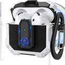 Compatible with AirPods 4th Generation Case(Secure Lock),Military Full-Body Shockproof Hard Protective Cover for AirPods 4 Case Cover 2024 with Keychain & Cleaning Kit, Drop-Proof Lock(White)
