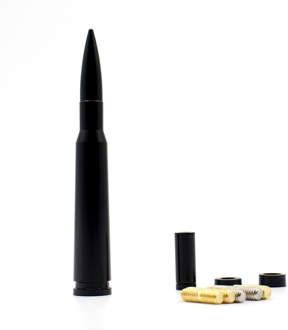 5.5 inch 50 Cal Bullet Car Truck Antenna Mast Vehicle Short Radio Antenna Replacement for Ford F Series Super Duty Ranger Explorer Dodge RAM 1500 2500 3500 Classic Pickup Trucks (Black)