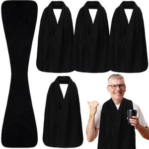 6 Pcs Adult Bibs Scarf for Eating Dignity Dining Protectors Scarf Bibs for Elderly Senior Citizens Washable (Black)
