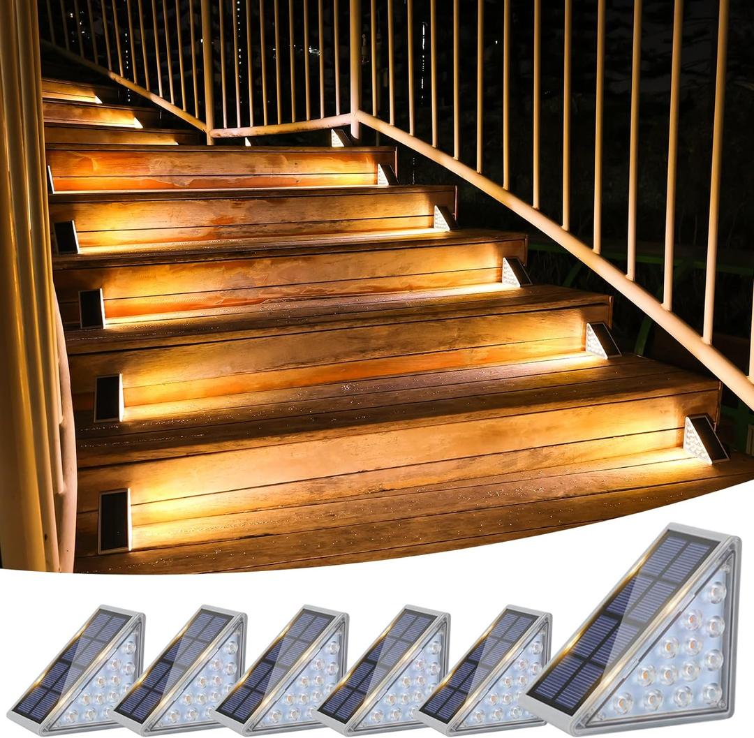 VOLISUN Solar Stair Lights 6 Pack, Solar Step Lights Outdoor Waterproof IP67, LED Outdoor Step Light,Outdoor Light Decor for Garden Stair, Deck, Front Step, Front Porch, and Patio3000K