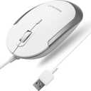 Macally Silent Wired Mouse - Slim & Compact USB Mouse for Apple Mac or Windows PC Laptop/Desktop - Designed with Optical Sensor & DPI Switch - Simple & Comfortable Wired Computer Mouse (White)
