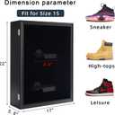 Memorabilia Shoe Display Case Wooden Frame Wall Mount Acrylic Clear Door Sneaker Cabinet Containers Storage Shelves Boxes 98% UV Protection LockableDouble Shoe-Black