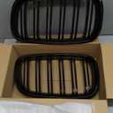 Front Bumper Kidney Grille Grill Glossy Black Compatible with 2007-2014 BMW X5 E70 X6 E71 Dual Slat Double Line