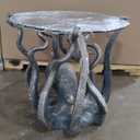 SPI Incredible Cast Aluminum Octopus Glass Top End Table