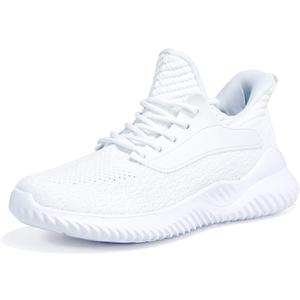 Akk Walking Shoes for Men Sneakers - Slip on Memory Foam Running Tennis Shoes for Athletic Workout Gym Jogging Indoor Outdoor Lightweight Breathable Casual Sneakers (12, White)