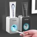 Toothpaste Dispenser, 2 PCS Automatic Toothpaste Squeezer Dispenser for Kids & Family Shower, is Wall Mount Bathroom Accessories with Super Sticky Suction Pad. (Black-Grey)
