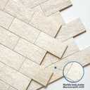 Stone Backsplash Peel and Stick Tiles Matte,Adhesive Mosaic Subway Tiles Waterproof Wall Tile Stickers for Bathroom Shower(Beige,10PCS), 29.8x25.6cm