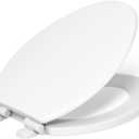 KOHLER 20454-0 Ridgewood Elongated Soft Close Toilet Seat, Quiet Close, Wood Toilet Seat, Home Essentials, White